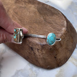 Royston Ribbon Rectangle and Oval Turquoise Cuff Bracelet