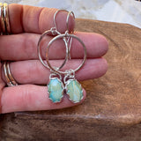 Turquoise Hoop Earrings with Oval Stones